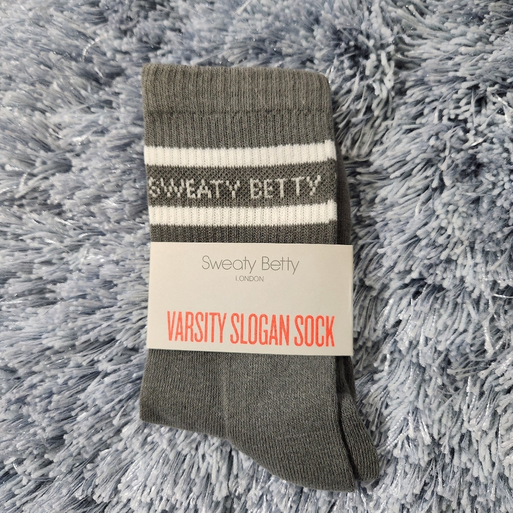 Sweaty Betty Umbra Green Varsity Slogan Crew Socks